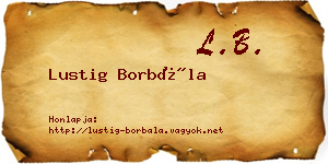 Lustig Borbála névjegykártya